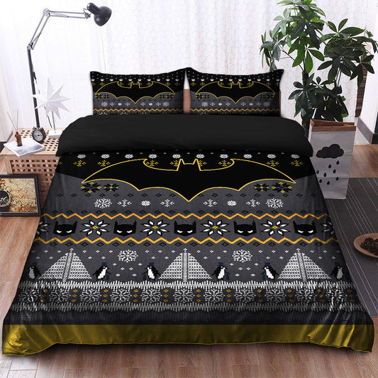 Batman Bedding Set DC Batman Logo Helmet Pattern Duvet Covers Black Gray Unique Gift