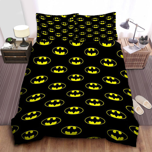 Batman Bedding Set DC Batman The Bat Logo Pattern Duvet Covers Black Yellow Unique Gift