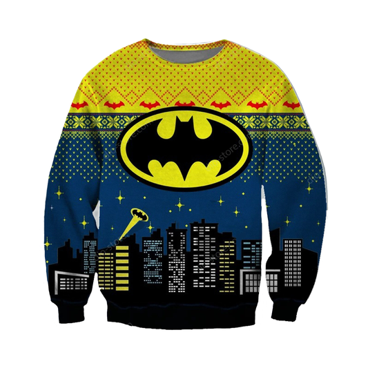 Batman Sweatshirt Gotham City Batman Light Sweatshirt Yellow Blue Unisex