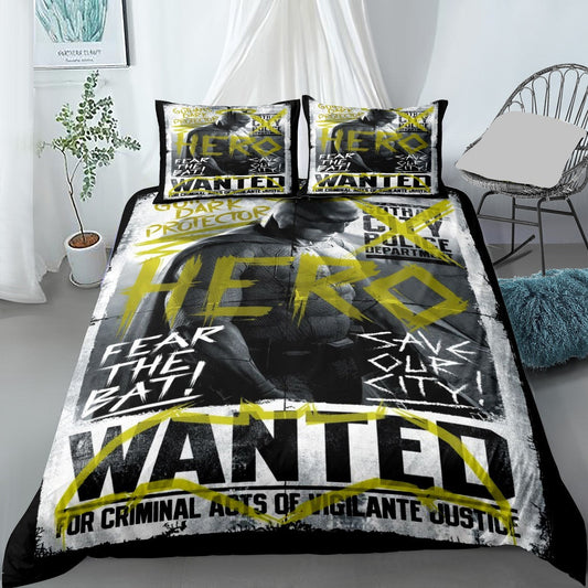 Batman Bedding Set DC Batman Wanted Fear The Bat Duvet Covers Gray Unique Gift