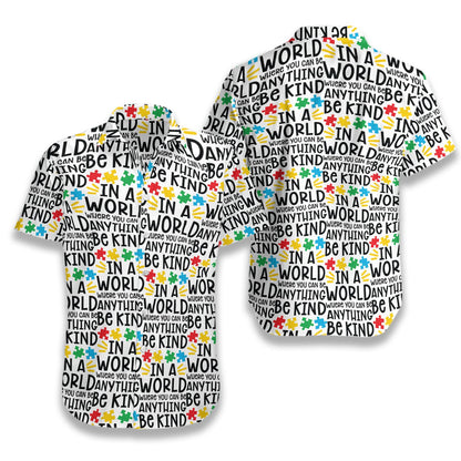 Unifinz Autism Hawaiian Shirt Autism Be Kind Pattern Hawaii Shirt Autism Aloha Shirt 2024
