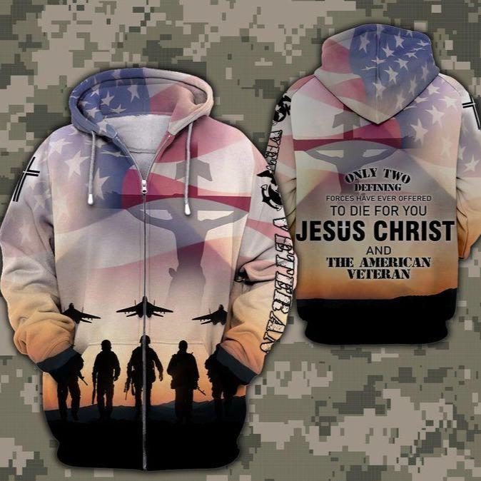 Unifinz Veteran American Hoodie Military Shirt Only Two Defining Die For You Jesus T-shirt Veteran Shirt Apparel Military Hoodie 2024
