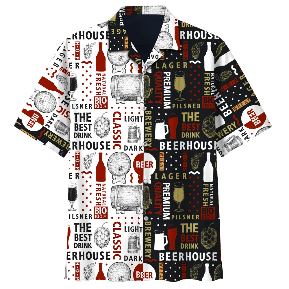 Beer Hawaiian Shirt The Best Drink Beer House Black White Aloha Shirt