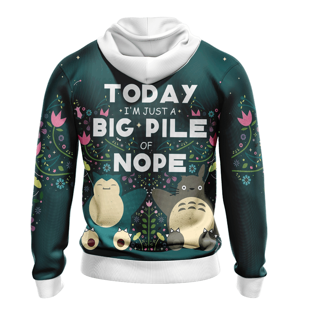 SGhibli Hoodie Today I'm Just A Big Pile Of Nope Hoodie Green Unisex