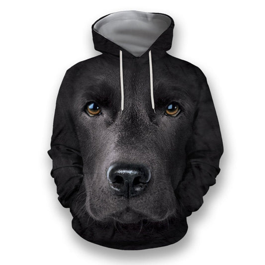 Dog Hoodie Black Labrador Face Graphic T-shirt Black Unisex