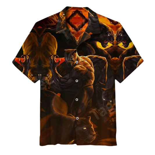 Black Panther Hawaii Shirt MV Black Panther Graphic Aloha Shirt Brown Unisex Adults New Release