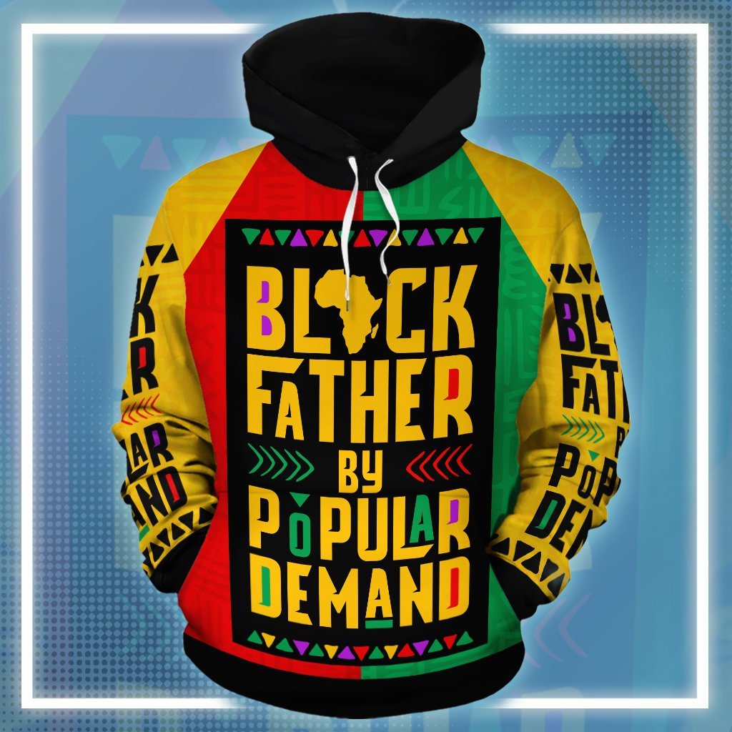 Unifinz Black Father Hoodie Black Father By Popolar Demand Hoodie Father's Day Gift Autism Apparel 2022