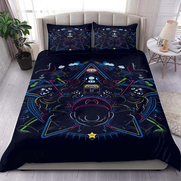 Mario Bedding Set Black Super Mario Bros Duvet Covers Black Unique Gift