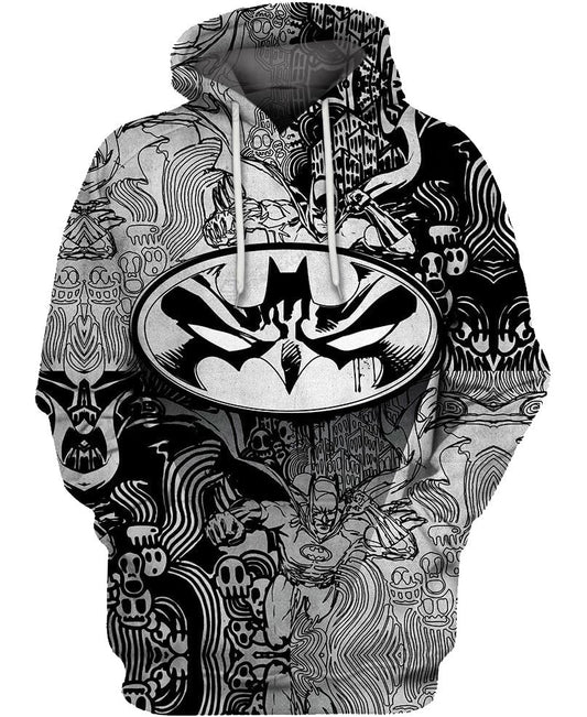 Batman Hoodie DC Breakthrough Batman Comic Doodle Hoodie Black White Unisex