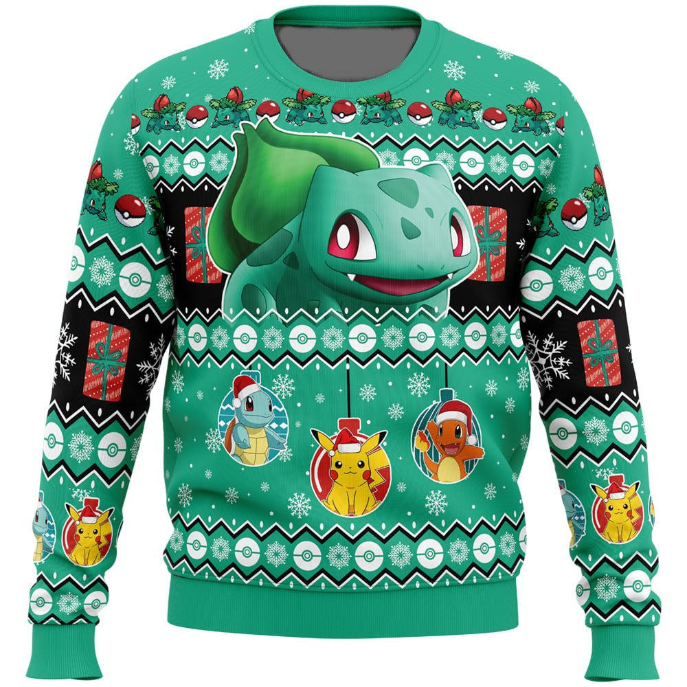 PKM Sweatshirt PKM Starters Bulbasaur Squirtle Charmander Sweatshirt Green Unisex