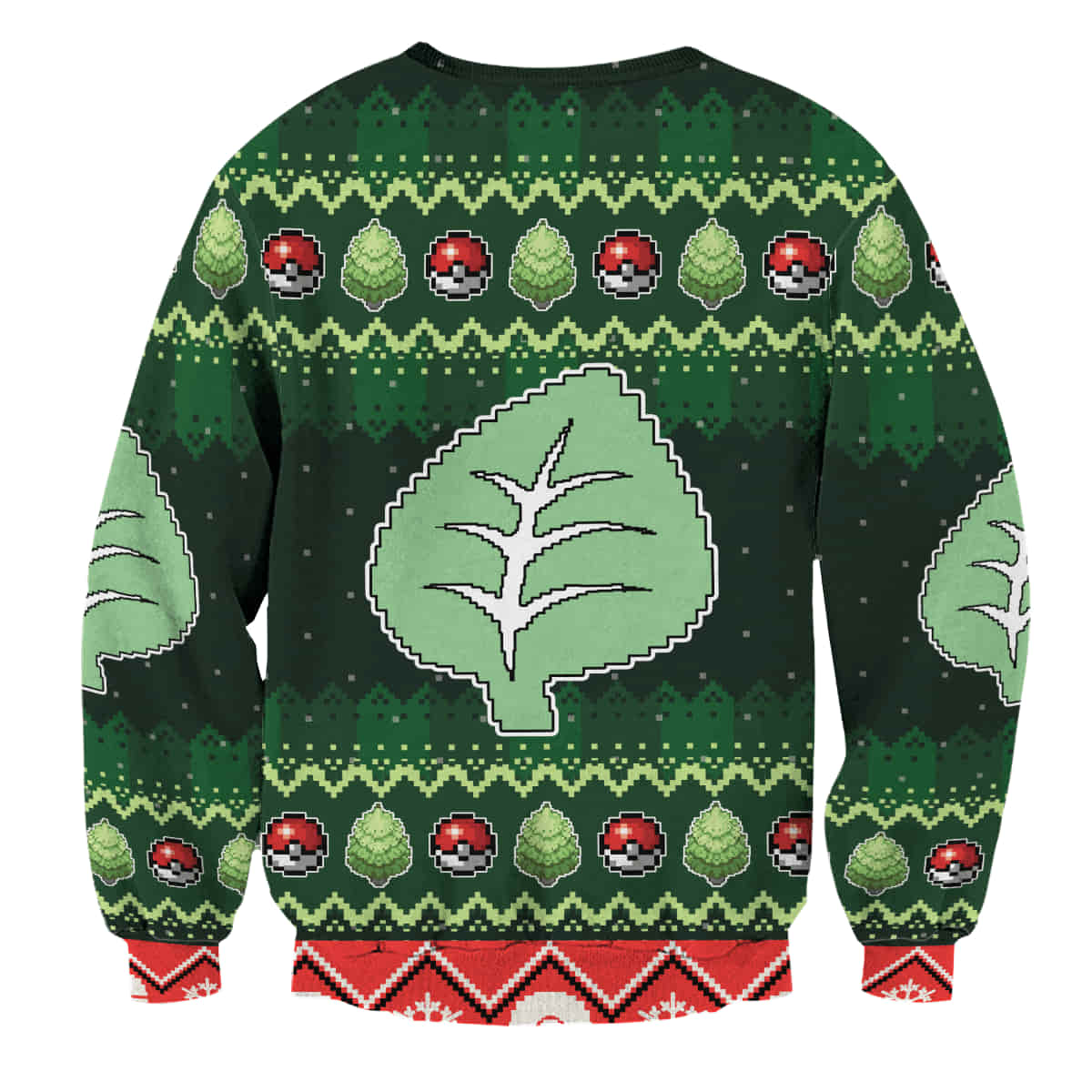 PKM Sweatshirt PKM Bulbasaur Pokeball Christmas Tree Pattern Sweatshirt Green Unisex