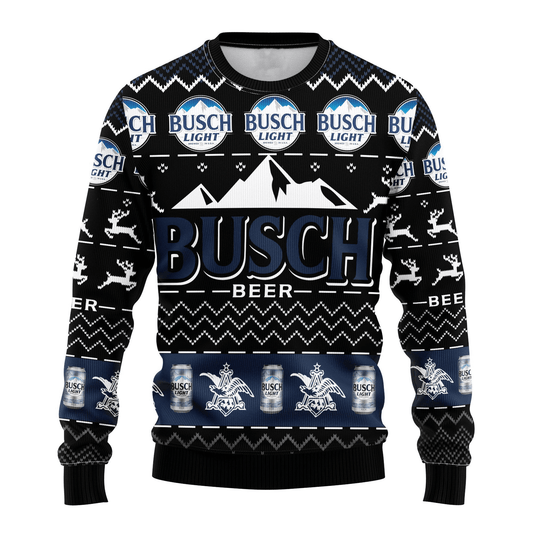 Busch Light Sweatshirt Busch Light Beer Logo Pattern Sweatshirt Black Unisex Adults