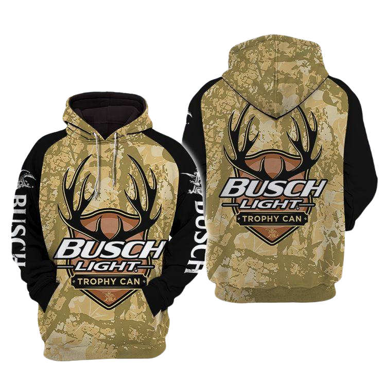 Busch Light Hoodie Busch Light Trophy Can Skeleton Hoodie Yellow Unisex