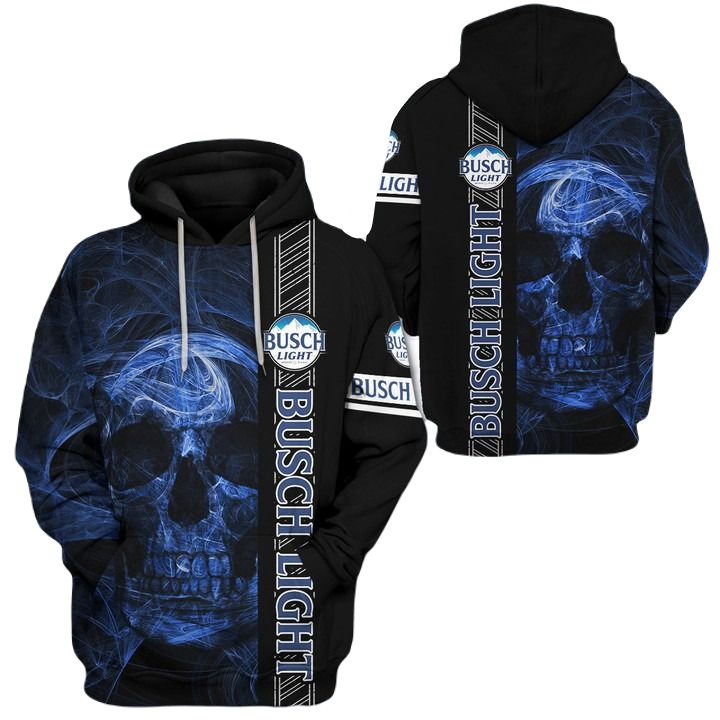 Busch Light Hoodie Busch Light Skull Smoke Graphic T-shirt Black Unisex