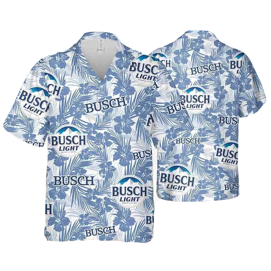 Busch Light Hawaii Shirt Tropical Flower Busch Light Aloha Shirt White Blue Unisex Adults New Release