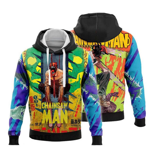 Chainsaw Man Hoodie Retro Vintage Chainsaw Man Denji Hoodie Colorful Unisex