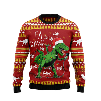 Dinosaur Sweatshirt Christmas Singing Dinosaur Sweatshirt Red Yellow Unisex