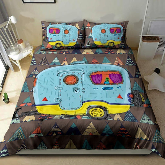 Camping Bedding Set RV Trailers Tent Pattern Duvet Covers Colorful Unique Gift