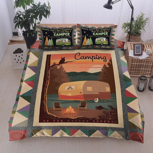 Camping Bedding Set Camping RV Trailer In Sunset Duvet Covers Colorful Unique Gift