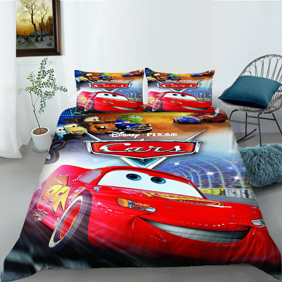Cars Bedding Set DN Cars Lightning Mcqueen Piston Cup Duvet Covers Colorful Unique Gift