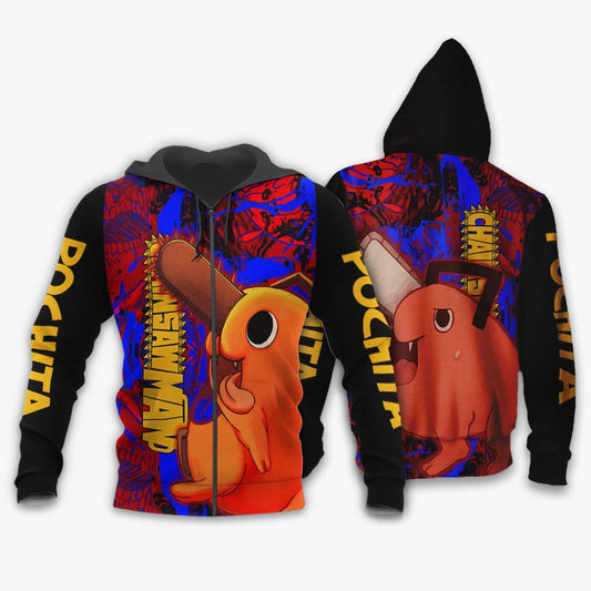 Chainsaw Man Zip Hoodie Chainsaw Man Pochita Zip Hoodie Colorful Unisex