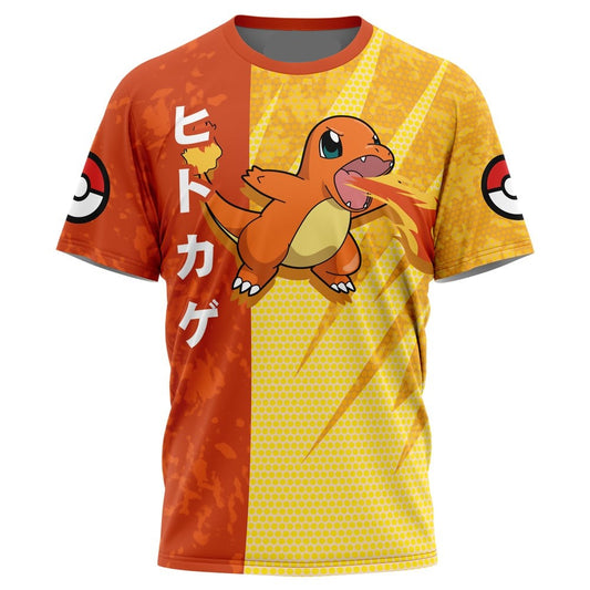 PKM T-shirt PKM Charmander Attack Pose T-shirt Orange Unisex