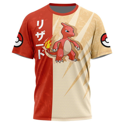 PKM T-shirt PKM Charmeleon Attack Pose T-shirt Red Orange Unisex