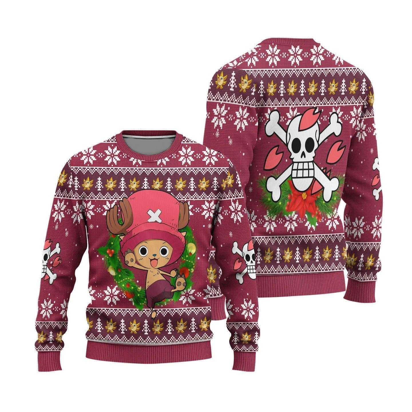 One Piece Sweatshirt Chopper One Piece Christmas Pattern Sweatshirt Pi ...