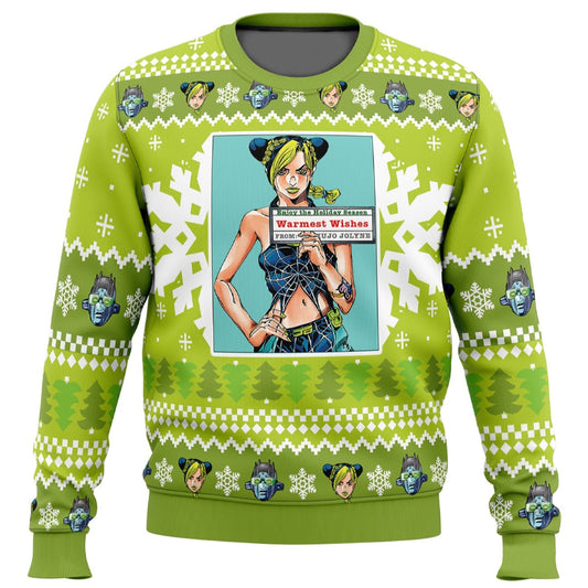 JoJo's Bizarre Adventure Sweatshirt Jolyne Kujo Warmest Wishes Sweatshirt Green Unisex