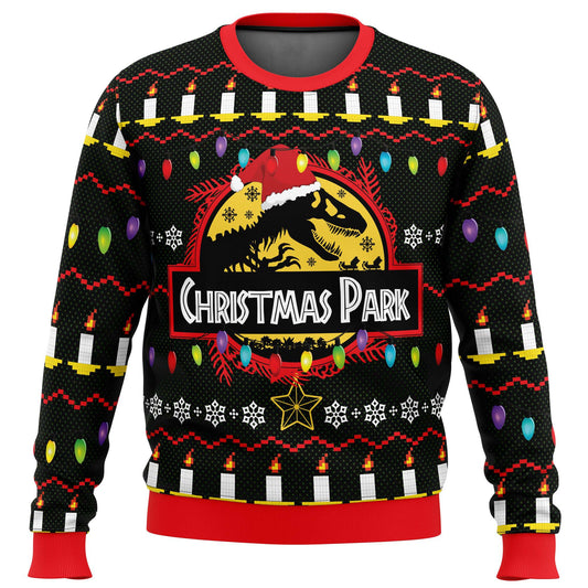 Jurassic Park Sweatshirt Christmas Park Lights Pattern Sweatshirt Black Unisex