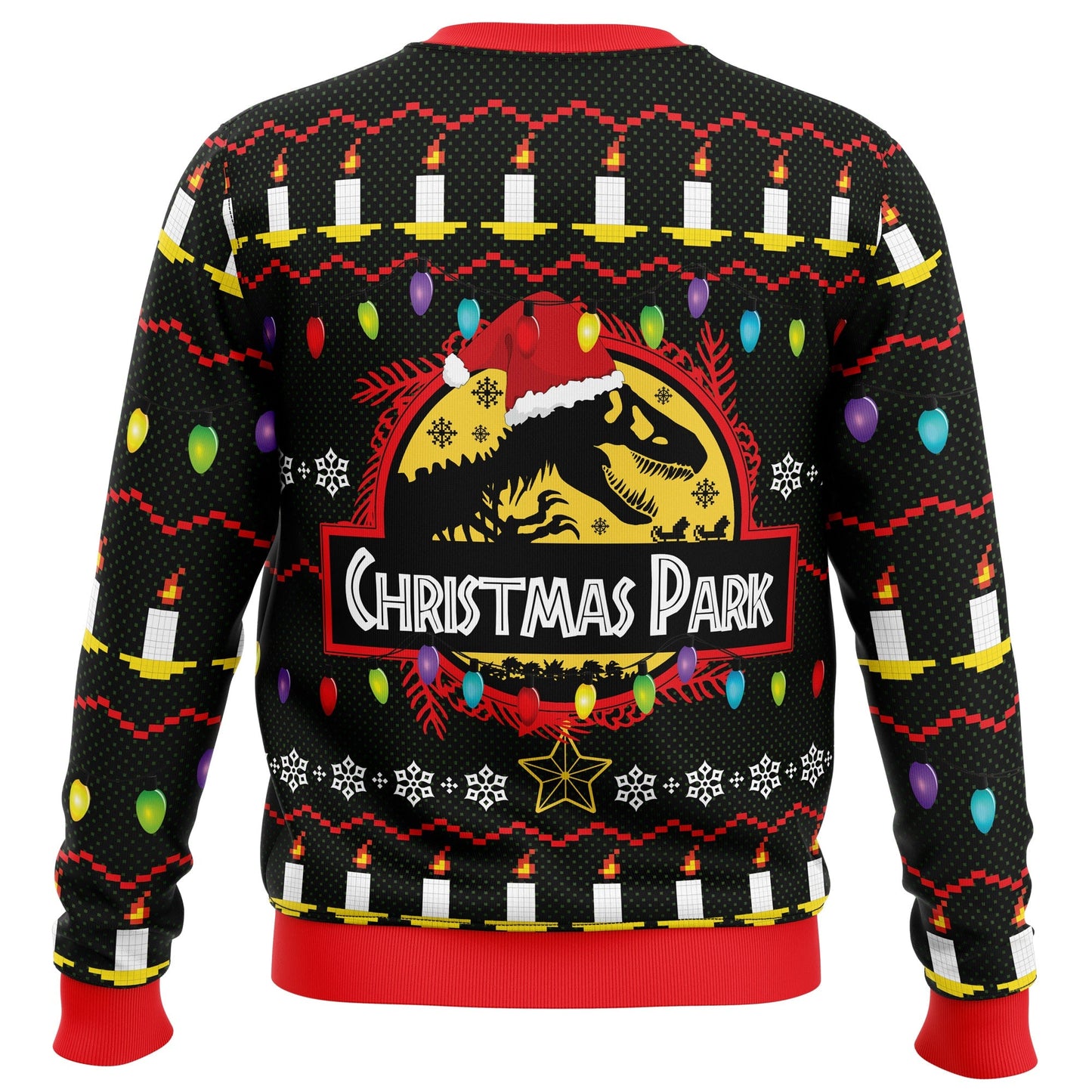 Jurassic Park Sweatshirt Christmas Park Lights Pattern Sweatshirt Black Unisex