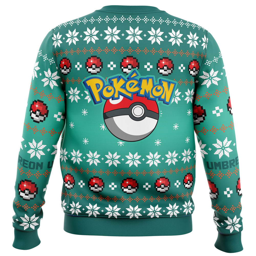 PKM Sweatshirt Umbreon Christmas Wreath Pokeball Pattern Sweatshirt Green Unisex