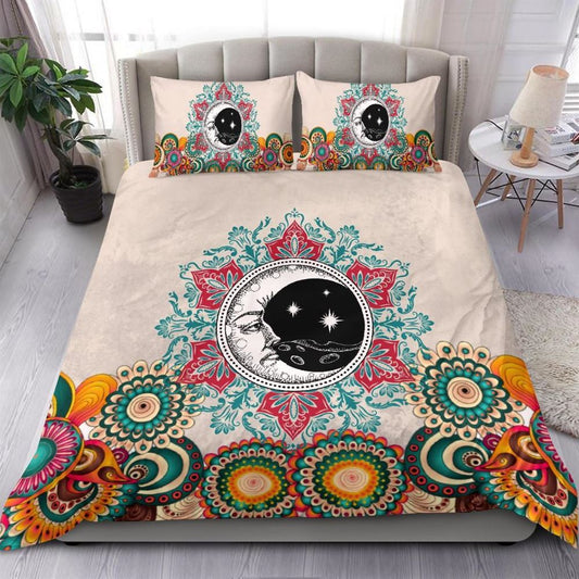 Hippie Bedding Set Moon Mandala Paisley Flowers Duvet Covers Colorful Unique Gift