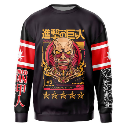 Attack On Titan Sweatshirt Attack On Titan Colossal Titan Sweatshirt Black Red Unisex Adults