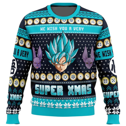 Dragon Ball Sweatshirt We Wish You A Very Super Xmas Sweatshirt Black Blue Unisex