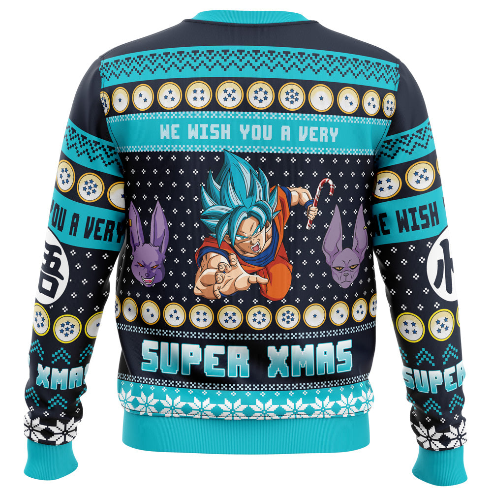 Dragon Ball Sweatshirt We Wish You A Very Super Xmas Sweatshirt Black Blue Unisex