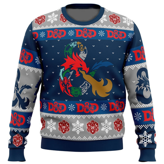 Dungeon And Dragon Sweatshirt Dungeons And Dragons Dice Pattern Sweatshirt Blue Gray Unisex