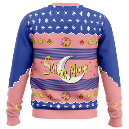 Sailor Moon Sweatshirt Sailor Moon Cat Pattern Sweatshirt Blue Pink Unisex