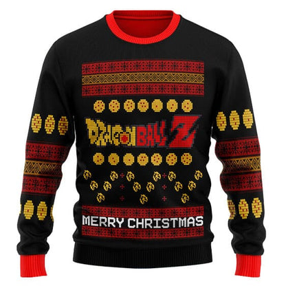 Dragon Ball Sweatshirt Dragon Ball Z Logo Merry Christmas Sweatshirt Black Unisex