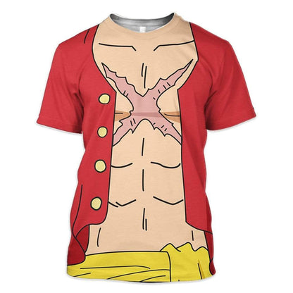 One Piece Hoodie One Pieace Luffy Main Character Costume T-shirt Red Unisex