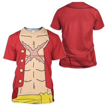 One Piece Hoodie One Pieace Luffy Main Character Costume T-shirt Red Unisex