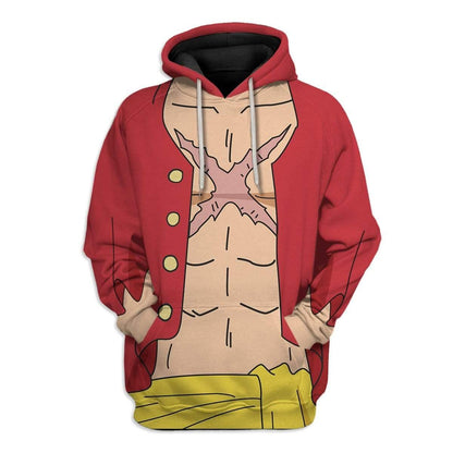 One Piece Hoodie One Pieace Luffy Main Character Costume T-shirt Red Unisex