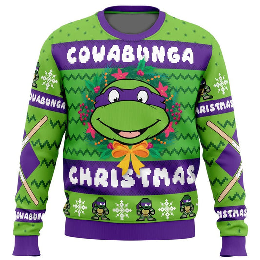 TMNT Sweatshirt Cowabunga Donatello Christmas Sweatshirt Purple Green Unisex