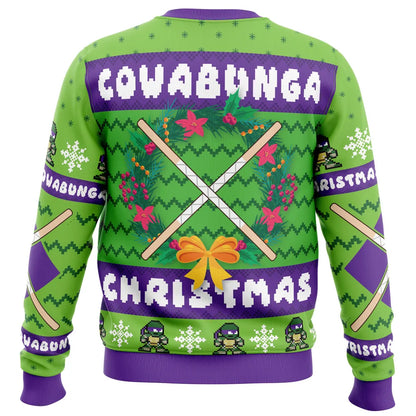 TMNT Sweatshirt Cowabunga Donatello Christmas Sweatshirt Purple Green Unisex