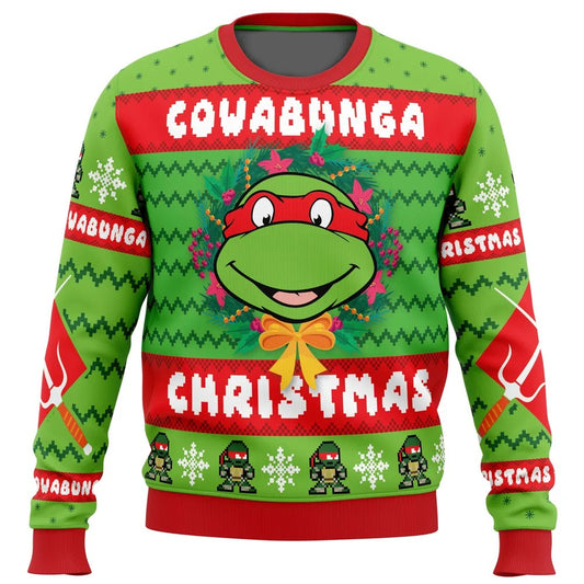 TMNT Sweatshirt Cowabunga Raphael Christmas Sweatshirt Red Green Unisex