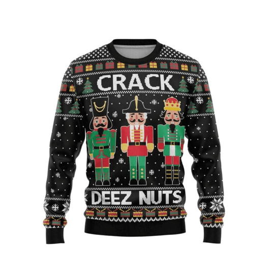 Christmas Sweatshirt Crack Deez Nuts Nutcracker Sweatshirt Colorful Unisex