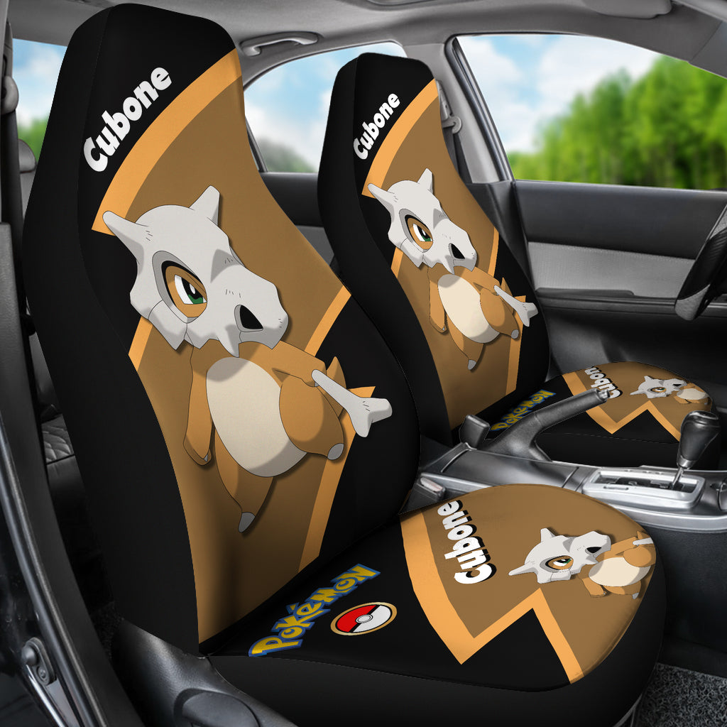 PKM Car Seat Covers PKM Cubone Pokeball Graphic Seat Covers Black Brown
