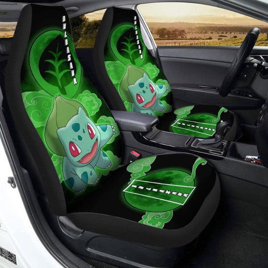 PKM Car Seat Covers Bulbasaur Graphic Grass Type PKM Seat Covers Green