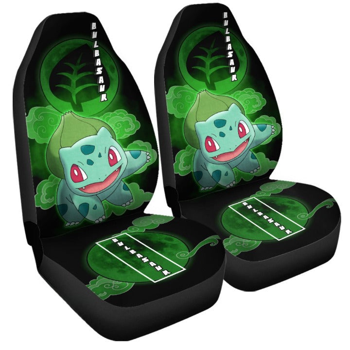 PKM Car Seat Covers Bulbasaur Graphic Grass Type PKM Seat Covers Green