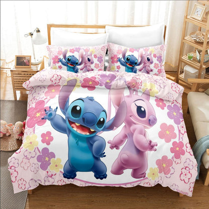 Lilo And Stitch Bedding Set Stitch And Angel Cute Couple Duvet Covers Colorful Unique Gift